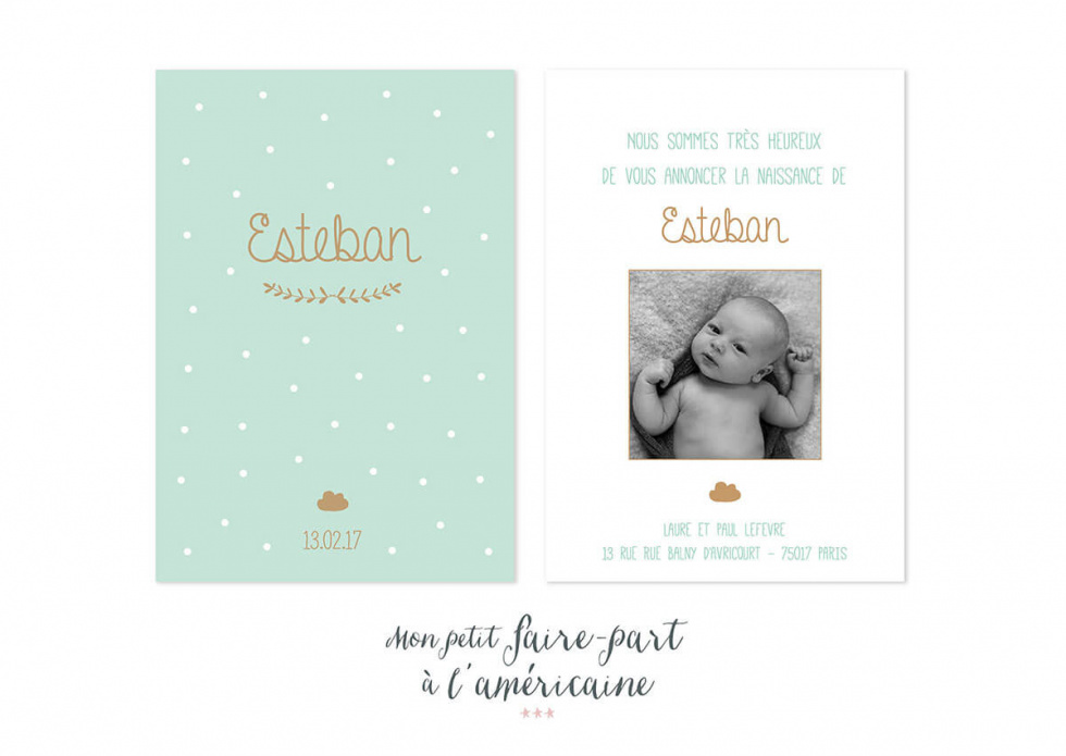 Mon petit faire part - Naissance - Faire part modèles garçons - réf. 161 - 3596